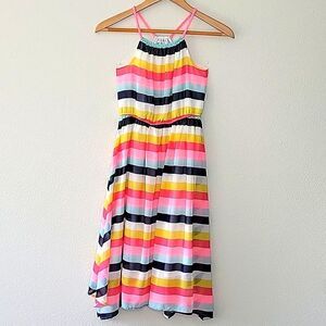 H&M Girls Striped Halter Sundress size 8-10Y Colorful Summer Pink Yellow Blue